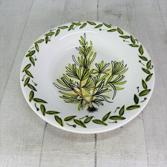 Tabletops BOTANICAL HERBS  Green Leaves Hand Painted Lunch Salad Plates Set of 5 - Picture 10 of 16